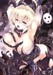  ahoge anal arakune armpits arms_up ass bestiality blazblue blonde_hair blue_eyes blush breasts es_(xblaze) highres jijii48 large_breasts monster open_mouth rape restrained short_hair slimy tentacles torn_clothes torogao vaginal xblaze 