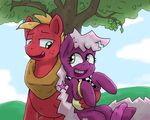  big_macintosh_(mlp) cheerilee_(mlp) corsairsedge_(artist) cutie_mark earth_pony equine female feral friendship_is_magic fur green_eyes hair horse male mammal multicolored_hair my_little_pony open_mouth pony teenager young 