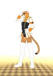  9x9 bulge cheetah chester_cheetah chiester cosplay costume eyewear feline male mammal pose solo sunglasses umineko umineko_no_naku_koro_ni when_they_cry 