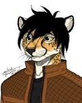  2016 anthro black_hair cheetah feline hair male mammal portrait slash_freezen 