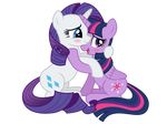  2016 alpha_channel astrumspark blush cute duo equine feathered_wings feathers female female/female feral friendship_is_magic fur hair hi_res horn mammal my_little_pony open_mouth purple_fur purple_hair rarity_(mlp) romantic simple_background transparent_background twilight_sparkle_(mlp) unicorn winged_unicorn wings 