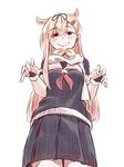  blonde_hair blush from_below hair_flaps highres kantai_collection long_hair looking_at_viewer mikeco red_eyes remodel_(kantai_collection) school_uniform serafuku sketch smile smug solo thighs white_background yuudachi_(kantai_collection) 
