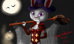  anthro broom costume digital_media_(artwork) disney female fur halloween holidays judy_hopps lagomorph lantern looking_at_viewer magic_user mammal purple_eyes rabbit smile tailsoft witch zootopia 