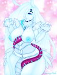  1girl artist_name blue_nipples borrowed_character breasts cheezayballz extra_eyes eyelashes hair_over_one_eye huge_breasts insect_girl inverted_nipples long_hair monster_girl nipples scleriteaeaeaggadah surprised tentacle white_hair white_skin 