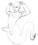  balls hair kiddeathx_(artist) lamia looking_at_viewer male nude penis rattlesnake reptile scalie short_hair simple_background snake solo 