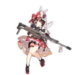  bike_shorts brown_hair detached_sleeves explosive full_body girls_frontline grenade gun looking_at_viewer m99_(girls_frontline) official_art ribbon rifle saru short_hair solo stuffed_animal stuffed_toy transparent_background weapon zijiang_m99 