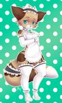  anthro clothed clothing feline female looking_at_viewer maid_uniform mammal smile solo standing thick_thighs uniform wide_hips yuxare 