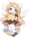  anthro chibi clothed clothing feline female hybrid looking_at_viewer mammal smile solo wings yuxare 
