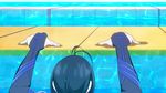  1girl animated animated_gif ass back kaminashi_nozomi keijo!!!!!!!! solo suit tight water 