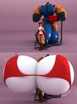  3d_(artwork) anthro anthroanim balls big_balls big_breasts big_penis bikini breast_expansion breasts canine clothed clothing colossal_kimberly digital_media_(artwork) duo female fox hair huge_balls huge_breasts hyper hyper_balls hyper_breasts hyper_penis male male/female mammal muscular nipples nude penis rubber_fox_guy simple_background swimsuit 