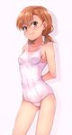  blush breasts brown_eyes brown_hair hair_ornament hairpin looking_at_viewer misaka_mikoto name_tag old_school_swimsuit one-piece_swimsuit puma_(hyuma1219) school_swimsuit shadow simple_background small_breasts smile solo standing swimsuit tan tied_hair to_aru_kagaku_no_railgun to_aru_majutsu_no_index twintails white_background white_school_swimsuit white_swimsuit 