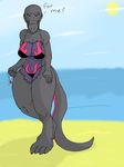  beach bikini breasts clothing female nintendo pok&eacute;mon salandit scalie scrungusbungus seaside solo swimsuit video_games wide_hips 