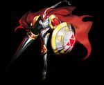  cloak digimon dukemon knight kokaki_mumose lance no_humans polearm shield weapon 
