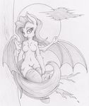  anthro bat_pony breasts cutie_mark dfectivedvice fangs featureless_breasts featureless_crotch female flutterbat_(mlp) fluttershy_(mlp) friendship_is_magic fur hair hooves leg_socks mammal my_little_pony navel nude outside simple_background sky smile solo standing tree white_background wide_hips 