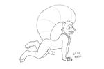  2016 all_fours anthro braided_hair clothing emerald_(katai) hair katai male mammal monochrome nude open_mouth penis pose raccoon simple_background smile solo uncut 