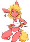  &lt;3 anthro black_sclera blonde_hair breasts cinnamon_swirl clothed clothing duckdraw eeveelution female fingerless_gloves flareon gloves hair looking_at_viewer midriff navel nintendo panties pok&eacute;mon shirt simple_background small_breasts smile solo tank_top thick_thighs underwear video_games white_background wide_hips 