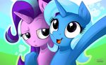  blue_fur blue_hair day duo equine eyelashes female feral friendship_is_magic fur hair hooves horn mammal my_little_pony mysticalpha nude outside purple_eyes purple_fur purple_hair starlight_glimmer_(mlp) trixie_(mlp) unicorn 