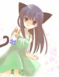  animal_ears cat_ears furude_rika green_skirt higurashi_no_naku_koro_ni kayune_niu skirt solo 