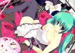  bad_id bad_pixiv_id from_above green_hair hatsune_miku highres kinoko long_hair petals ribbon solo thighhighs twintails vocaloid world_is_mine_(vocaloid) zettai_ryouiki 