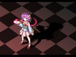  bad_id bad_pixiv_id checkered checkered_floor hairband highres isa komeiji_satori letterboxed one_eye_closed purple_eyes purple_hair shadow shoes skirt socks solo touhou wallpaper 