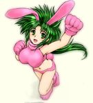  animal_ears bunny_ears green_hair imageboard_colors jochuu-san lowres oekaki original solo yagisaka_seto 