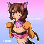  :3 animal_ears blue_eyes blush blushing braid cat_ears catgirl collar gloves hack hack_roots lowres nekomimi short_hair tabby 