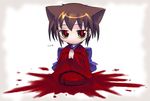  animal_ears artist_request blood bow cat_ears japanese_clothes kimono kurame kusari_hime:_euthanasia long_sleeves nipples solo 