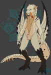  4_fingers 4_toes animal_genitalia anthro anthrofied balls barioth capcom claws dragon fallis_imarioth frostwyrm102 fur male membranous_wings monster_hunter nude pseudowyvern scales sheath simple_background solo toes tusks video_games wings wyvern 