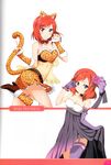  absurdres animal_ears animal_print artist_request bare_shoulders blush boots bow breasts character_name choker claw_pose cleavage collar dress elbow_gloves fake_animal_ears flower fur_trim gloves hair_flower hair_ornament hairband highres leopard_print leopard_tail looking_at_viewer love_live! love_live!_school_idol_festival love_live!_school_idol_project medium_breasts midriff multiple_views nishikino_maki non-web_source official_art polka_dot_ribbon print_skirt purple_eyes red_hair scan see-through short_hair simple_background skirt smile tail 