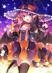  :d bat_wings black_legwear blue_eyes blush candy choker commentary_request demon_horns demon_tail detached_sleeves elizabeth_bathory_(fate) elizabeth_bathory_(fate)_(all) elizabeth_bathory_(halloween)_(fate) fang fate/grand_order fate_(series) food frills hair_between_eyes halloween hat holding holding_food horns lollipop long_hair open_mouth palms pink_hair pointy_ears smile solo star tail thighhighs toosaka_asagi v-shaped_eyebrows wings witch_hat zettai_ryouiki 