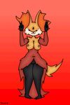  abstract_background animated anthro barefoot breasts dancing delphox female mammal navel nintendo nipples nude pok&eacute;mon solo toot6 video_games wide_hips 