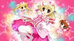  blonde_hair bottle cellphone chibi clipboard dutch_angle fate_testarossa frilled_skirt frills fujima_takuya gloves gun hair_ribbon hat heart highres long_hair looking_at_viewer lyrical_nanoha magical_girl mahou_shoujo_lyrical_nanoha mahou_shoujo_lyrical_nanoha_a's multiple_girls navel non-web_source nurse nurse_cap official_art open_mouth orange_hair outstretched_arms phone puffy_sleeves purple_eyes red_eyes ribbon screencap shamal shiny shiny_hair short_hair short_twintails skirt smile star syringe takamachi_nanoha twintails v very_long_hair weapon white_gloves younger 