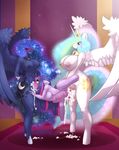  2016 abdominal_bulge absurd_res anthro anthrofied areola balls big_breasts blush breasts cum cum_in_mouth cum_in_pussy cum_inside cum_on_ground cutie_mark dickgirl dickgirl/female dickgirl_penetrating double_penetration equine eyes_closed female friendship_is_magic group group_sex hair hi_res horn horn_grab huge_breasts intersex intersex/female intersex_penetrating limebreaker long_hair mammal my_little_pony nipples nude oral oral_penetration penetration penis princess_celestia_(mlp) princess_luna_(mlp) pussy sex sibling sisters spitroast standing twilight_sparkle_(mlp) unicorn vaginal vaginal_penetration vein winged_unicorn wings 