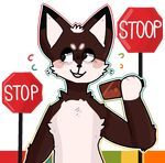  alcohol beer beverage blush canine fox frank_the_fox general: hidden_block invalid_tag male mammal simple_background solo stop_sign televiod 