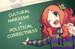 communism cultural_marxism green_eyes one_eye_closed open_mouth tagme teeth text vivian_james 