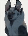  anthro canine ear_piercing fur hair male mammal notched_ear piercing reykat simple_background smile solo 