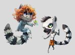  anthro chibi clothed clothing duo female looking_at_viewer male mammal melloque raccoon smile teeth tongue tongue_out 