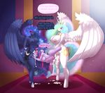  2016 abdominal_bulge absurd_res anthro anthrofied areola balls big_breasts blush breasts cum cum_in_mouth cum_in_pussy cum_inside cum_on_ground cutie_mark dialogue dickgirl dickgirl/female dickgirl_penetrating double_penetration english_text equine eyes_closed female friendship_is_magic group group_sex hair hi_res horn horn_grab huge_breasts intersex intersex/female intersex_penetrating limebreaker long_hair mammal my_little_pony nipples nude oral oral_penetration penetration penis princess_celestia_(mlp) princess_luna_(mlp) pussy sex sibling sisters spitroast standing text twilight_sparkle_(mlp) unicorn vaginal vaginal_penetration vein winged_unicorn wings 