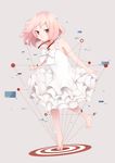  absurdres digital_dissolve dress highres kaname_madoka mahou_shoujo_madoka_magica pan_(elswordmaker) pink_eyes pink_hair red_ribbon ribbon solo spoilers white_dress wraith_madoka 