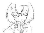  1girl animated animated_gif female glasses lowres magical_girl monochrome sakifox smile solo transformation 