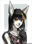  anthro clothed clothing ear_piercing feline female fur hair jewelry looking_at_viewer mammal melloque necklace piercing smile 