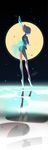  bare_arms brown_hair emase_(foxmoon) full_body full_moon glowing holding holding_weapon light_particles moon pale_skin pearl_(steven_universe) pink_legwear pointy_nose profile reflection sash shoes short_hair signature sleeveless socks solo standing standing_on_liquid steven_universe tiptoes water weapon white_footwear 