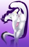  anthro anus azu_ren backsack balls butt erection hi_res kittentits looking_at_viewer male nude penis raised_tail sergal simple_background smile solo standing white_balls 