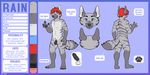  2016 4_fingers 4_toes anthro black_nose black_pawpads black_penis blue_eyes color_swatch digital_media_(artwork) dotted_background english_text erection flaccid fluffy fluffy_tail fur grey_fur grey_stripes hair humanoid_penis hyena looking_at_viewer male mammal model_sheet multiple_angles nowandlater nude open_mouth pattern_background pawpads paws penis pink_tongue plantigrade rainhyena red_hair signature simple_background smile solo standing striped_fur striped_hyena striped_tail stripes text toes tongue vein veiny_penis waving 