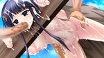  1girl bdsm blue_eyes bondage breasts bukkake cum fellatio game_cg in&#039;youchuu outdoor pillory tsukishiro_kikuka 