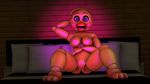  2016 3d_(artwork) animatronic avian beak bed bird breasts chicken digital_media_(artwork) female five_nights_at_freddy&#039;s five_nights_at_freddy&#039;s_2 front_view hi_res looking_at_viewer machine nipples non-mammal_breasts nude on_bed pillow pinup pose pussy robot solo source_filmmaker toy_chica_(fnaf) video_games xboxking37 