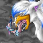 avian drooling fan_character gryphon macro micro my_little_pony saliva size_difference stirren tongue vore 