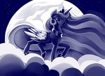  dimfann equine feathered_wings feathers female feral friendship_is_magic hair hooves horn mammal moon my_little_pony night outside princess_luna_(mlp) solo soo winged_unicorn wings 