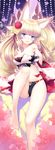  :o animal_ears barefoot blonde_hair blue_eyes flower fox_ears fox_girl genkai_tokki_moero_crystal hair_flower hair_ornament hirano_katsuyuki long_hair long_sleeves multiple_tails off_shoulder official_art panties solo tail torn_clothes underwear 