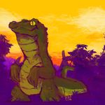  2016 alligator ambiguous_gender cloud crocodilian digital_media_(artwork) green_scales mutisija outside overweight plant reptile scales scalie semi-anthro sketch sky slit_pupils solo standing yellow_eyes 